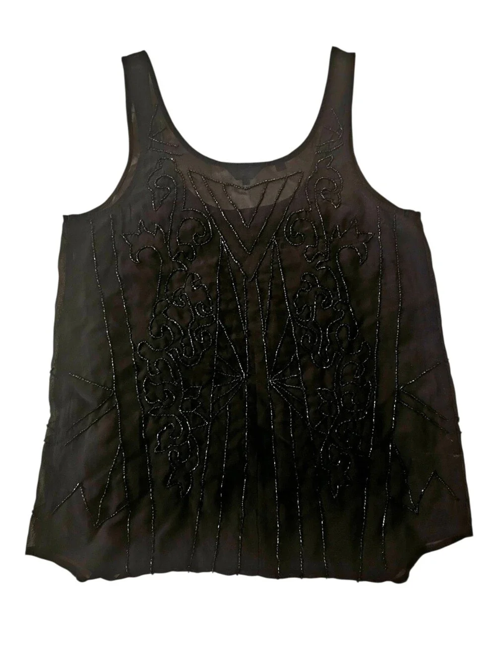 Guess Black Camisole Top with Beadwork Size Small
